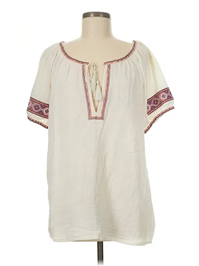 Pre-owned Jcrew Short Sleeve Blouse In White