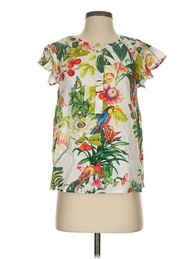 Pre-owned Jcrew Short Sleeve Blouse In White