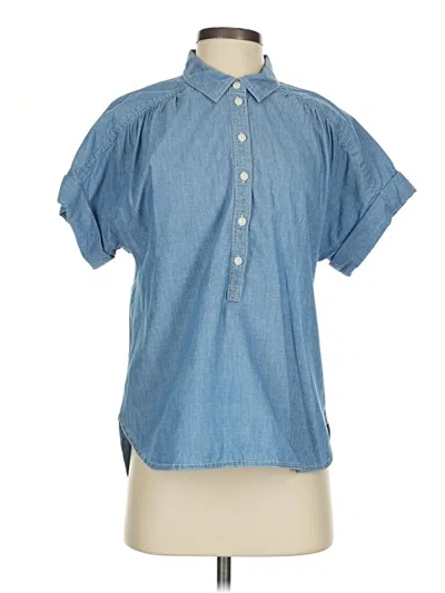 Pre-owned Jcrew Short Sleeve Button Down Shirt In Blue