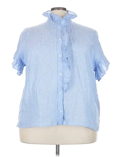 Pre-owned Jcrew Short Sleeve Button Down Shirt In Blue