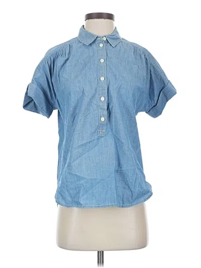 Pre-owned Jcrew Short Sleeve Button Down Shirt In Blue