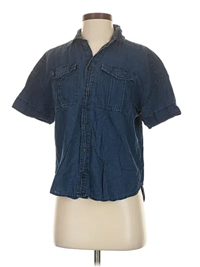 Pre-owned Jcrew Short Sleeve Button Down Shirt In Blue