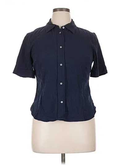 Pre-owned Jcrew Short Sleeve Button Down Shirt In Blue