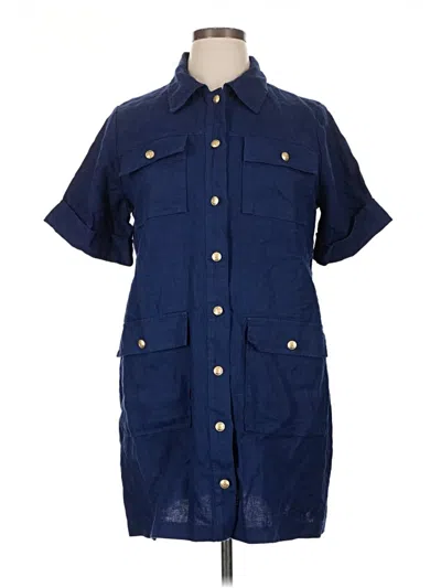 Pre-owned Jcrew Short Sleeve Button Down Shirt In Blue