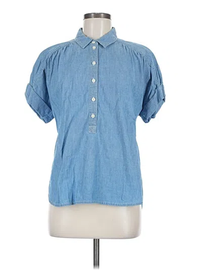 Pre-owned Jcrew Short Sleeve Button Down Shirt In Blue