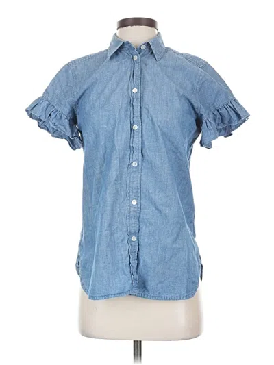 Pre-owned Jcrew Short Sleeve Button Down Shirt In Blue