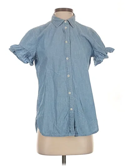 Pre-owned Jcrew Short Sleeve Button Down Shirt In Blue