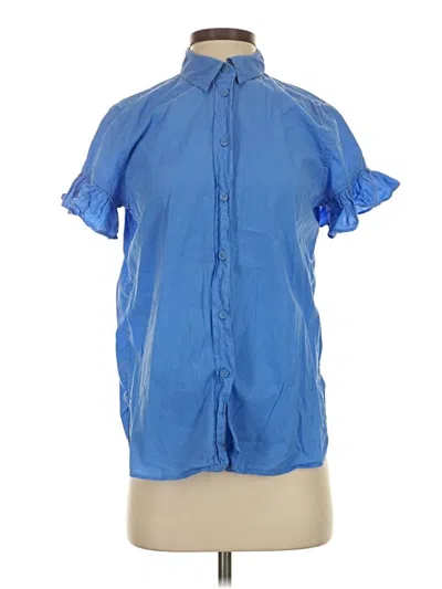 Pre-owned Jcrew Short Sleeve Button Down Shirt In Blue
