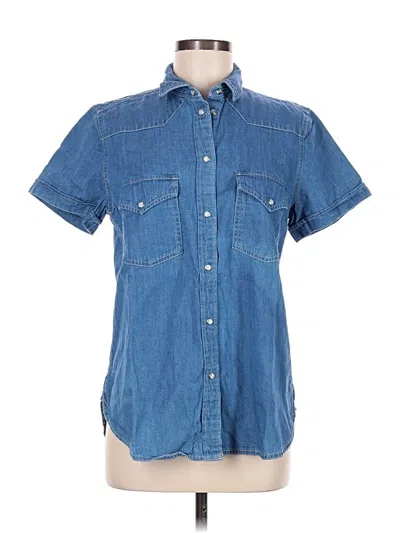 Pre-owned Jcrew Short Sleeve Button Down Shirt In Blue