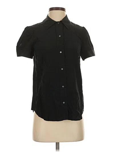 Pre-owned Jcrew Short Sleeve Silk Top Black Collared Neckline Tops