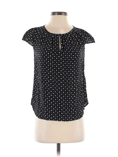 Pre-owned Jcrew Short Sleeve Silk Top Black Keyhole Neckline Tops