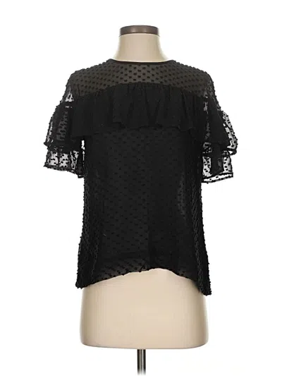 Pre-owned Jcrew Short Sleeve Silk Top Black Keyhole Neckline Tops