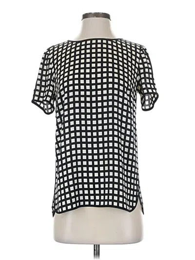 Pre-owned Jcrew Short Sleeve Silk Top Ivory Polka Dots Pattern Square Neckline Tops In White