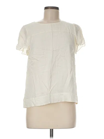 Jcrew Short Sleeve Silk Top Ivory Square Neckline Tops In Neutral