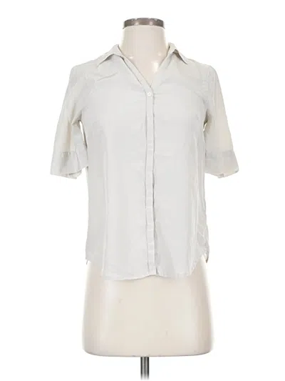 Pre-owned Jcrew Short Sleeve Silk Top Ivory Square Neckline Tops In White