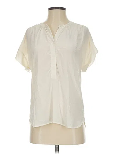 Pre-owned Jcrew Short Sleeve Silk Top Ivory V Neck Tops In White