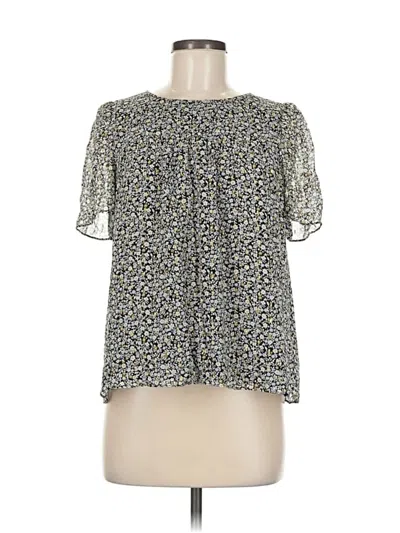 Pre-owned Jcrew Short Sleeve Silk Top Silver Keyhole Neckline Tops