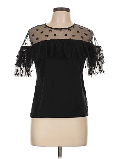Pre-owned Jcrew Short Sleeve Top Black Cold Shoulder Neckline Tops