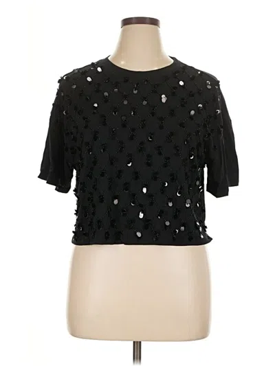 Pre-owned Jcrew Short Sleeve Top Black Keyhole Neckline Tops