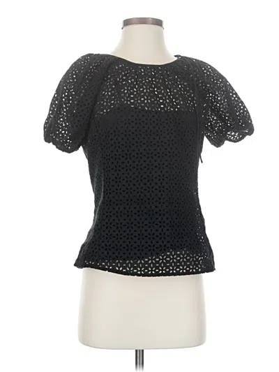 Pre-owned Jcrew Short Sleeve Top Black Keyhole Neckline Tops