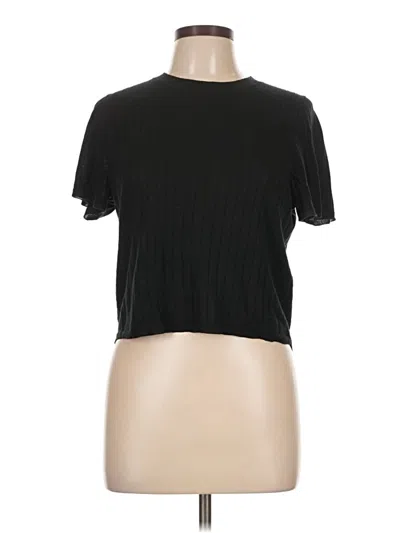 Pre-owned Jcrew Short Sleeve Top Black Mock Neckline Tops