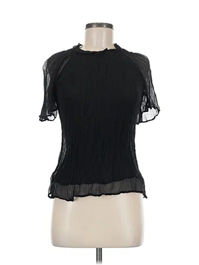 Pre-owned Jcrew Short Sleeve Top Black Mock Neckline Tops