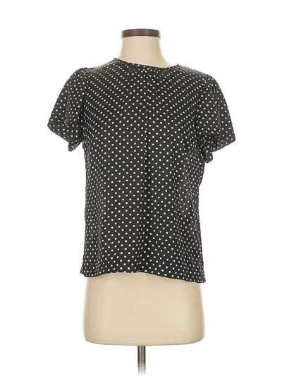 Pre-owned Jcrew Short Sleeve Top Black Polka Dots Pattern Mock Neckline Tops