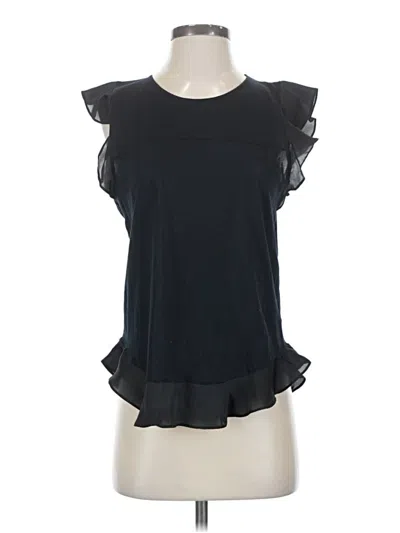 Pre-owned Jcrew Short Sleeve Top Black Ruffles Neckline Tops