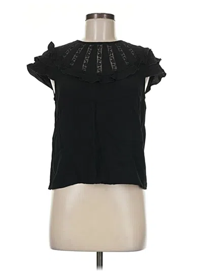 Pre-owned Jcrew Short Sleeve Top Black Ruffles Neckline Tops