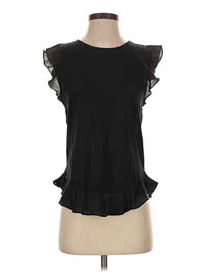 Pre-owned Jcrew Short Sleeve Top Black Ruffles Neckline Tops