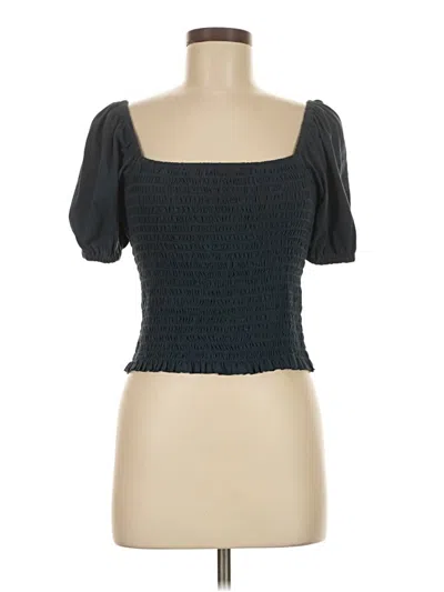 Pre-owned Jcrew Short Sleeve Top Black Square Neckline Tops