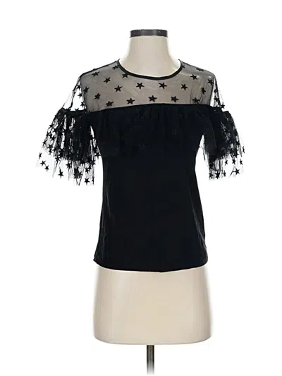 Jcrew Short Sleeve Top Black Stars Pattern Sweetheart Neckline Tops