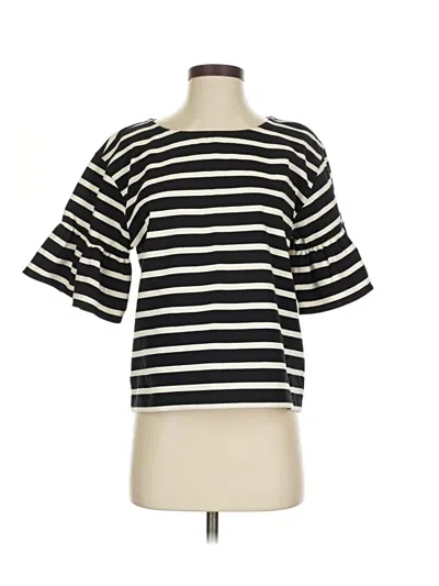 Pre-owned Jcrew Short Sleeve Top Black Stripes Pattern Boatneck Tops