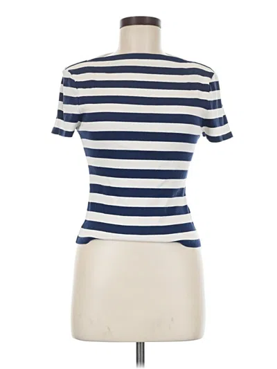 Pre-owned Jcrew Short Sleeve Top Blue Boatneck Tops