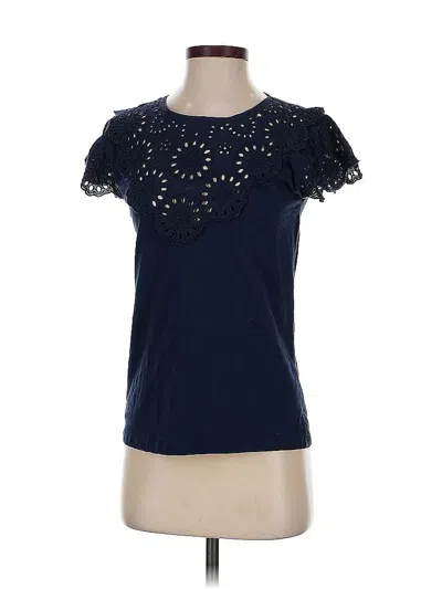 Pre-owned Jcrew Short Sleeve Top Blue Keyhole Neckline Tops