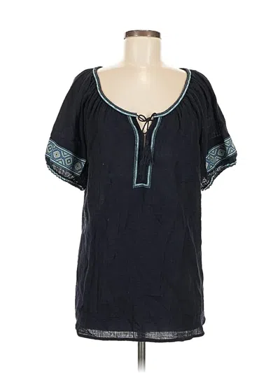 Pre-owned Jcrew Short Sleeve Top Blue Keyhole Neckline Tops