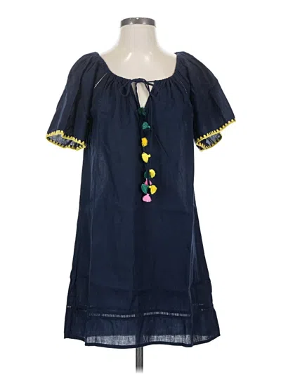 Pre-owned Jcrew Short Sleeve Top Blue Keyhole Neckline Tops