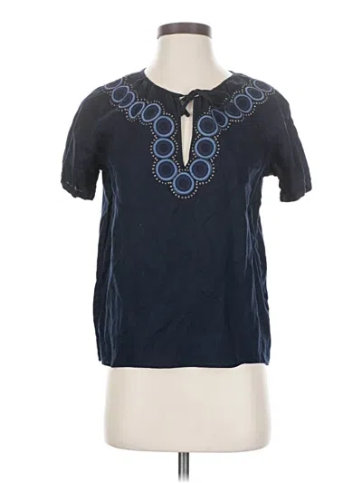 Pre-owned Jcrew Short Sleeve Top Blue Keyhole Neckline Tops