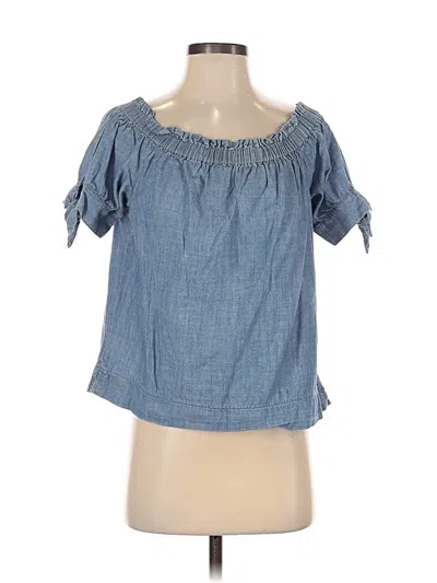 Pre-owned Jcrew Short Sleeve Top Blue Off The Shoulder Neckline Tops