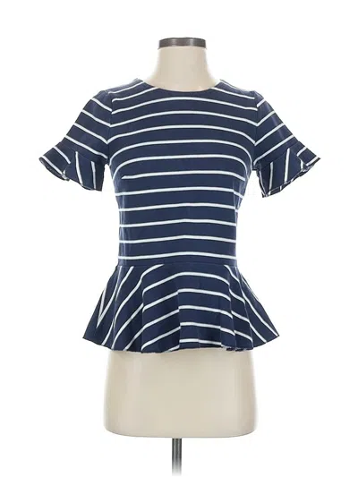 Pre-owned Jcrew Short Sleeve Top Blue Scoop Neck Tops