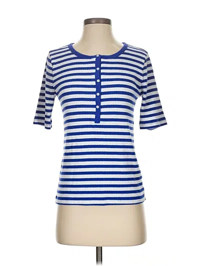 Pre-owned Jcrew Short Sleeve Top Blue Scoop Neck Tops
