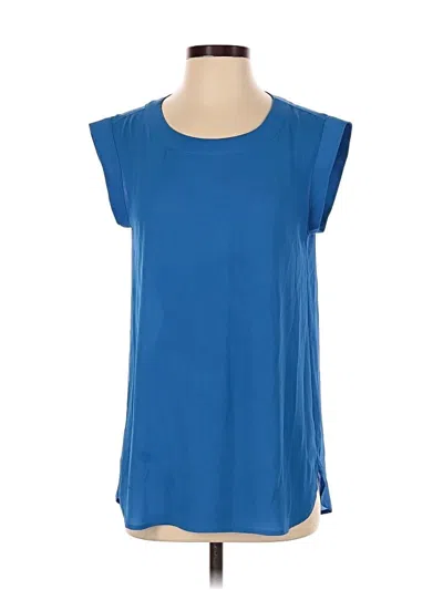Pre-owned Jcrew Short Sleeve Top Blue Scoop Neck Tops