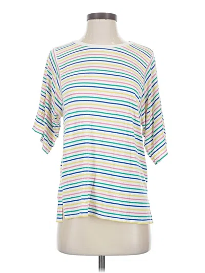 Pre-owned Jcrew Short Sleeve Top Blue Stripes Pattern Boatneck Tops