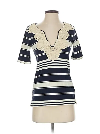 Pre-owned Jcrew Short Sleeve Top Blue Sweetheart Neckline Tops