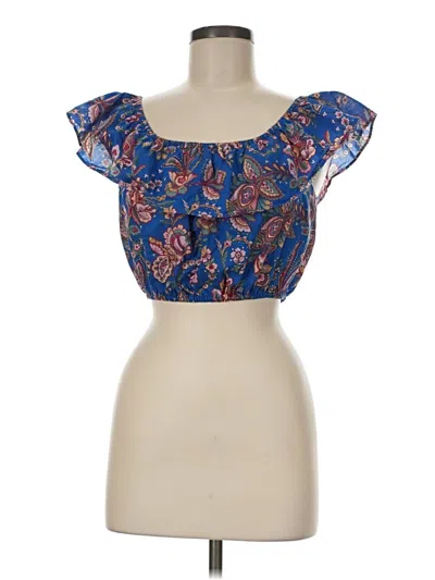Pre-owned Jcrew Short Sleeve Top Blue Sweetheart Neckline Tops