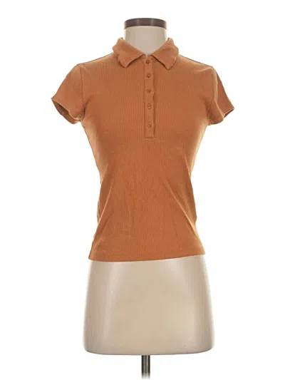 Pre-owned Jcrew Short Sleeve Top Brown Collared Neckline Tops