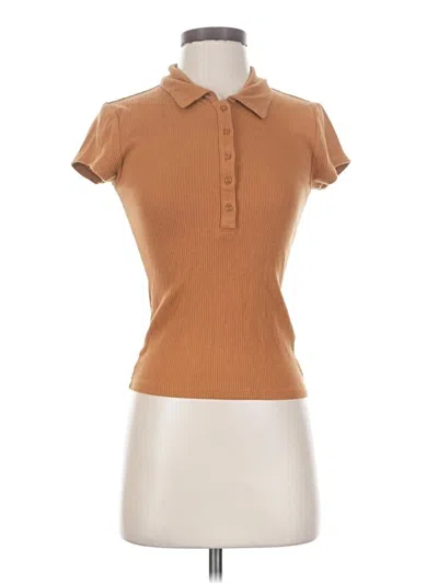 Pre-owned Jcrew Short Sleeve Top Brown Collared Neckline Tops