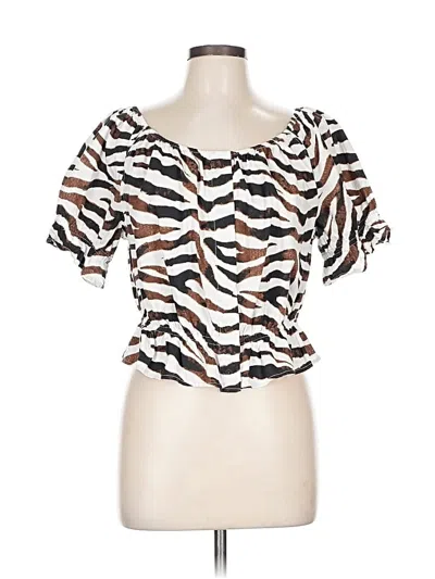 Pre-owned Jcrew Short Sleeve Top Brown Square Neckline Tops