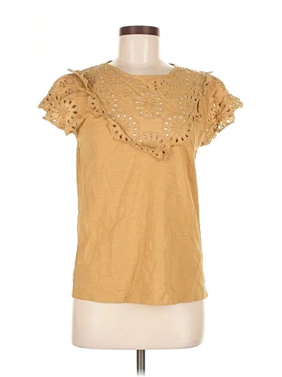 Pre-owned Jcrew Short Sleeve Top Gold Keyhole Neckline Tops