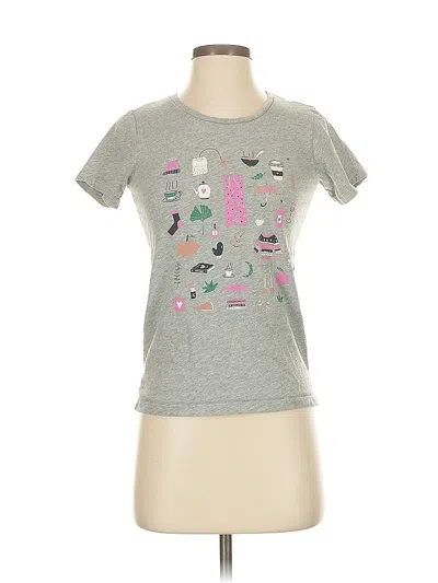 Pre-owned Jcrew Short Sleeve Top Gray Graphic Pattern Crew Neck Tops